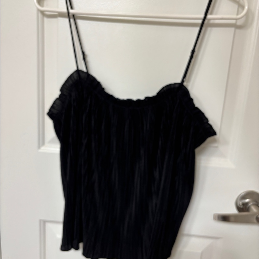 Madewell Black Pleated Camisole with Spaghetti Straps